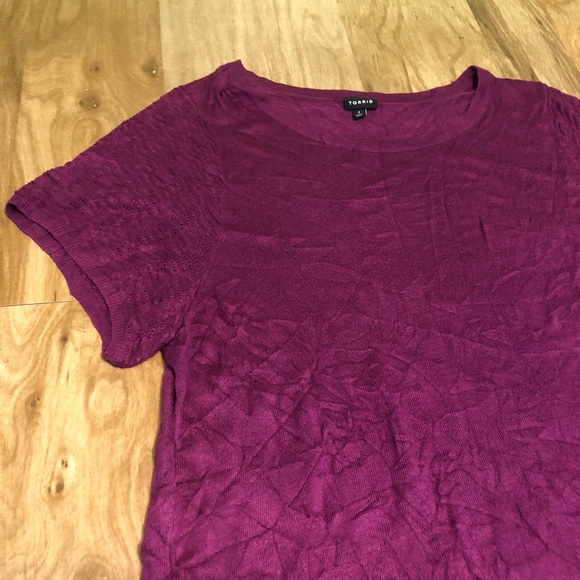 Torrid Burgundy Purple Knit Crew Neck Pullover Short Sleeve Womens Plus Size 4 - Picture 3 of 7
